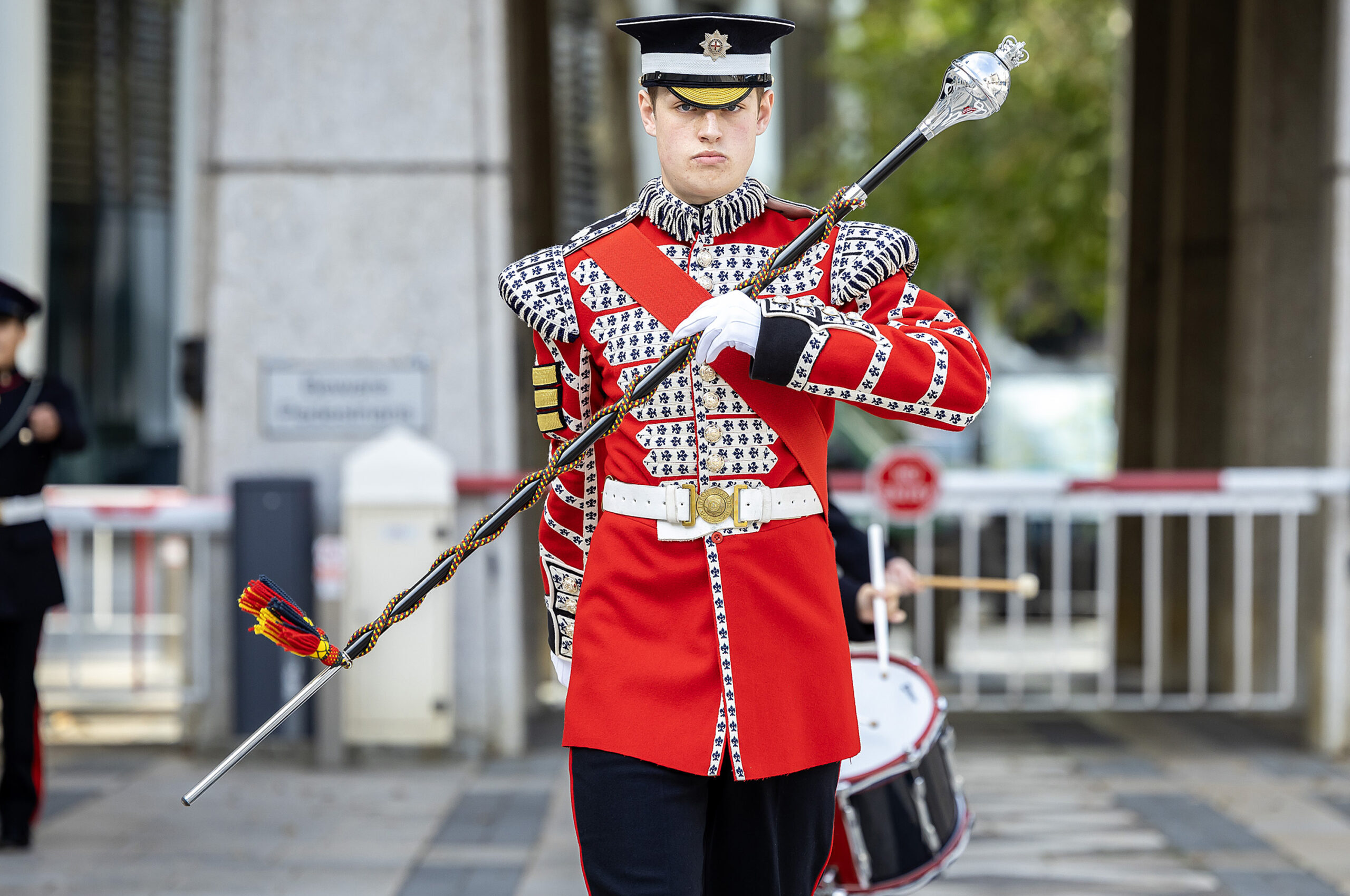 Cadet from London Dist Combined ACF walking down on Guildhall Yard